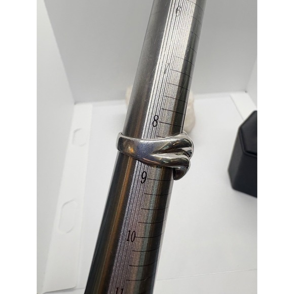 Vintage GJ‎ Signed Solid Wavy Chunky Ring Size 8.5 Sterling Silver 925 Ring 8g - Picture 12 of 13